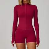 Rose Red Women's Running Zip Up Jacket Long Sleeve Breathable