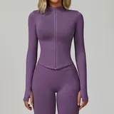 WJ7725-12 · Misty Purple Misty Purple Women's Stand Collar Workout Jacket Long Sleeve Fitted