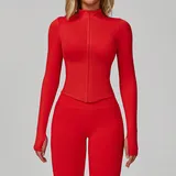WJ7725-13 · Bright Red Bright Red Women's Stand Collar Workout Jacket Long Sleeve Fitted
