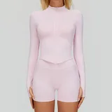 WJ7725-9 · Sakra Pink Sakra Pink Women's Stand Collar Workout Jacket Long Sleeve Fitted