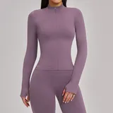 Purple Mist Seamless Women's Stand Collar Jacket Thermal Windproof Fitted