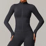 WJ7755-5 · Dark Grey Dark Grey Seamless Women's Stand Collar Jacket Thermal Windproof Fitted