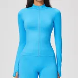 WJ7755-9 · Sky Azure Sky Azure Seamless Women's Stand Collar Jacket Thermal Windproof Fitted
