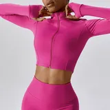 WJ8047-2 · Magenta Magenta Women's Zip Up Workout Jacket Long Sleeve Slimming