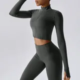 WJ8047-4 · Volcanic Ash Grey Volcanic Ash Grey Women's Zip Up Workout Jacket Long Sleeve Slimming