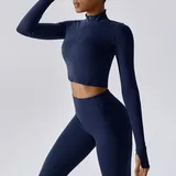 WJ8047-7 · Badge Blue Badge Blue Women's Zip Up Workout Jacket Long Sleeve Slimming