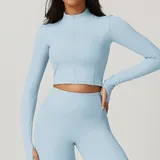 WJ8047-8 · Sky Blue Sky Blue Women's Zip Up Workout Jacket Long Sleeve Slimming
