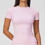 Falling Blossom Pink Women's Running Performance Workout Active Jacket Short Sleeve