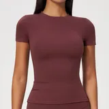WJ8455-16 · Wine Red Wine Red Women's Running Performance Workout Active Jacket Short Sleeve