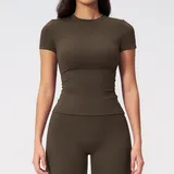 Espresso Black Women's Running Performance Workout Active Jacket Short Sleeve