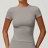Frost Grey Women's Running Performance Workout Active Jacket Short Sleeve