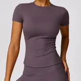 Eggplant Purple Women's Running Performance Workout Active Jacket Short Sleeve