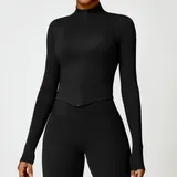 Jet Black Women's Running Zip Up Jacket Long Sleeve Fitted