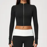 Meteorite Black Women's Running Stand Collar Jacket Long Sleeve Breathable