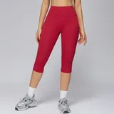 Lava Red Women's Slimming Running Yoga Workout Shorts Brushed Fitted
