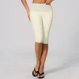 WS4549-2 · Cream Black Dot Cream Black Dot Women's Brushed Running Yoga Workout Shorts Capri Length