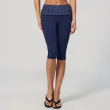 Dark Blue White Dot Women's Brushed Running Yoga Workout Shorts Capri Length