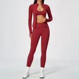 WS5112-1 · Frost Red Frost Red Women's Training Yoga Activewear Set 3 Piece Fitted