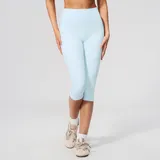 Azure Blue Women's Running Yoga Workout Shorts Brushed Slimming Fitted