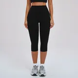 Jet Black Women's Running Yoga Workout Shorts Brushed Slimming Fitted