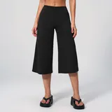 Jet Black Women's Brushed Yoga Workout Shorts High Waist Relaxed