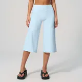 Azure Blue Women's Brushed Yoga Workout Shorts High Waist Relaxed