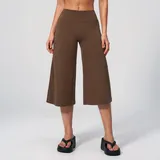 Chocolate Brown Women's Brushed Yoga Workout Shorts High Waist Relaxed