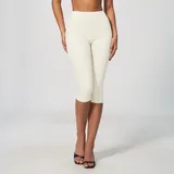 Oat Apricot Women's Fitted Running Yoga Shorts Capri Length Brushed