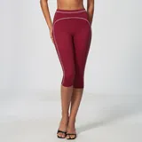 WS7028-4 · Cherry Red Cherry Red Women's Fitted Running Yoga Shorts Capri Length Brushed