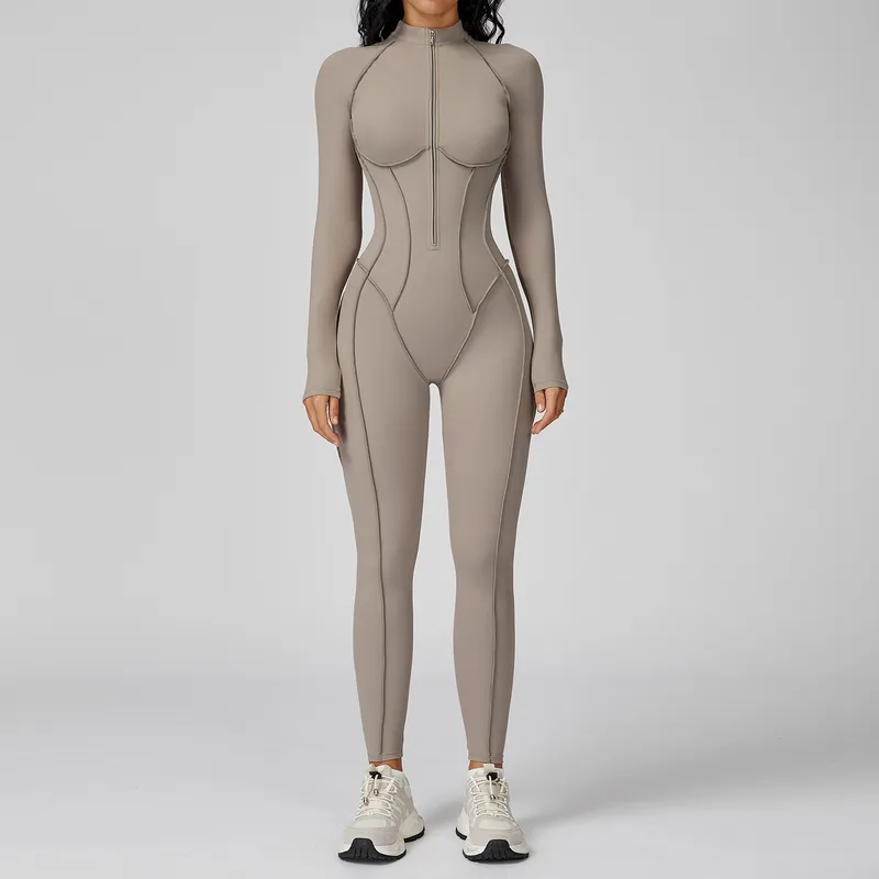 Women's Half Zip Zip Workout Bodysuit
