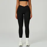 YL2030-2 · Jet Black Jet Black Women's Bare Feel Foldover Yoga Leggings