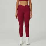 YL2030-3 · Cherry Red Cherry Red Women's Bare Feel Foldover Yoga Leggings