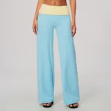 YL2585-1 · Sky Blue & Yellow Sky Blue & Yellow Women's Wide Leg Stylish Yoga Leggings