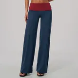Teal Blue & Red Women's Wide Leg Stylish Yoga Leggings