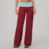 Pomegranate Red & Blue Women's Wide Leg Stylish Yoga Leggings