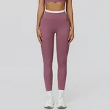 Violet Purple Women's Fitted Color Block Workout Leggings