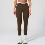 Coffee Brown Women's Fitted Color Block Workout Leggings