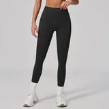 Jet Black Women's Yoga Tummy Control Yoga Leggings