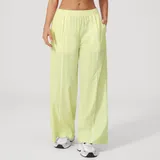 Lemon Yellow Women's Breathable Color Block Yoga Leggings