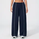 Dark Navy Women's Breathable Color Block Yoga Leggings