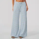 YL4556-3 · Pale Blue White Pale Blue White Women's Long Pants Striped Yoga Leggings