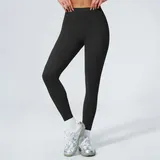 Jet Black Women's Breathable Tummy Control Yoga Leggings