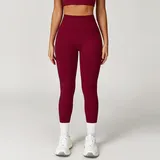 Cherry Red Women's Fitted Foldover Yoga Leggings