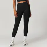 Jet Black Women's Fitted Foldover Yoga Leggings
