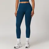 YL7725-5 · Blue Blue Women's Fitted Foldover Yoga Leggings