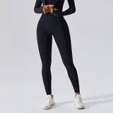 Jet Black Women's Breathable Fitted Yoga Leggings