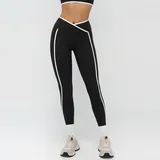 Jet Black Women's Bare Feel Foldover Workout Leggings