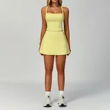 Sprout Yellow Anti Chafing Running Women's Yoga Set Bare Feel