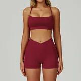 YS2030-1 · Cherry Red Cherry Red Women's Backless Bare Feel Workout Set