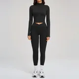 Jet Black Women's Running Fitness Yoga Activewear Set 3 Piece